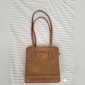 Liz Claiborne Vintage Snake Embossed Handbag Light Brown Caramel EUC!
